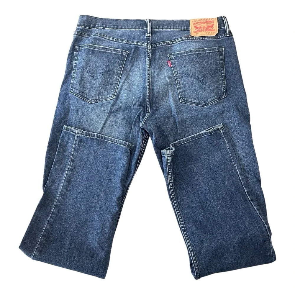 Levis 514 Jeans Mens 36x34 Blue Dark Wash Cotton Straight‎ Fit Denim